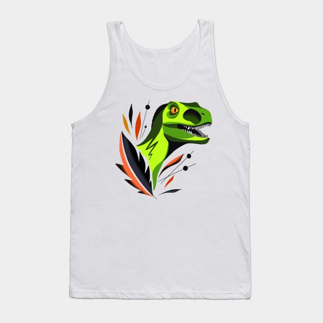 Colorblock velociraptor Tank Top by Jurassic Ink